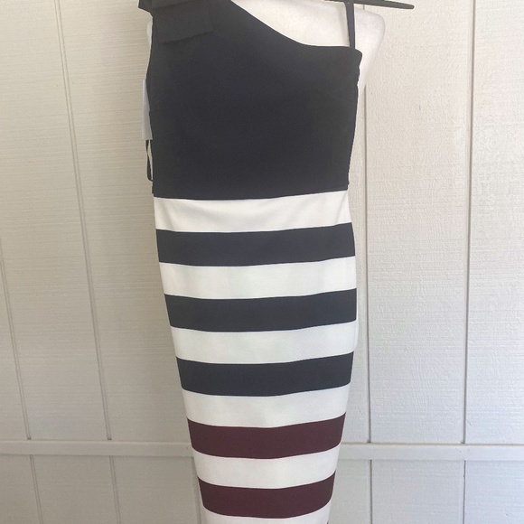 TED BAKER One Shoulder Rowing Stripe Dress - Picture 3 of 7